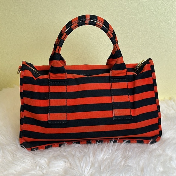 💯Authentic PRADA Canapa Striped Tote Arancio🍀 - Picture 5 of 15